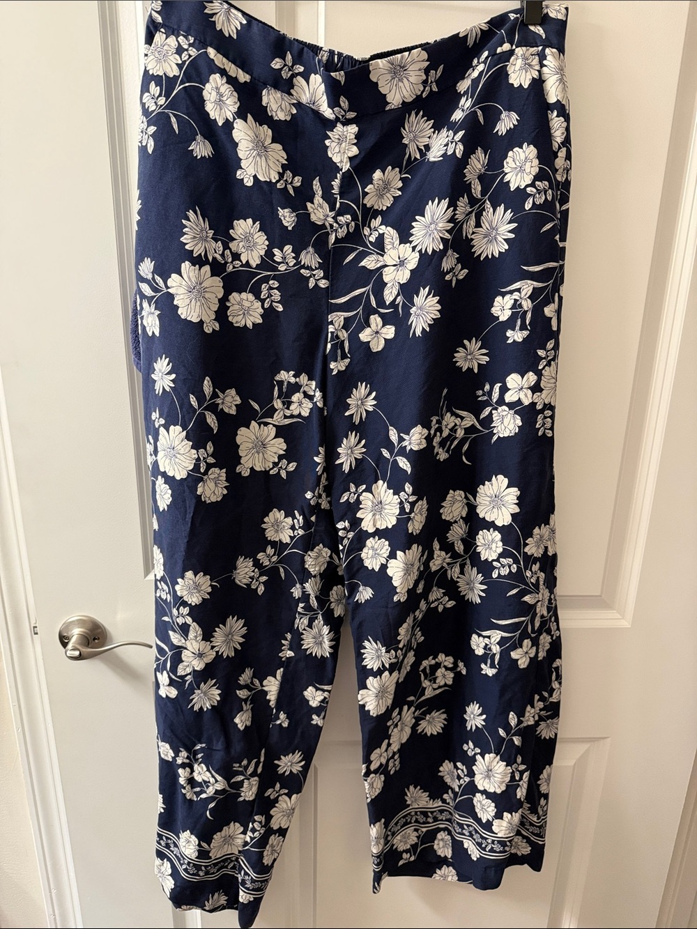 Never Worn! LOFT Navy Floral Wide-Leg Pants